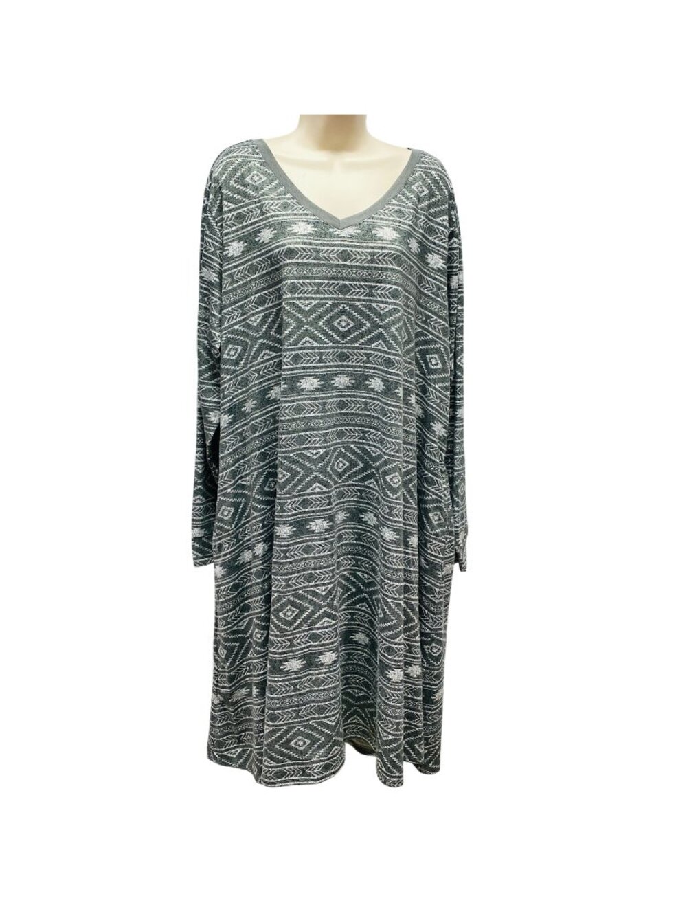 Lularoe Womens 3XL Emily Dress Aztec Print V-Neck Long Sleeve With Pockets